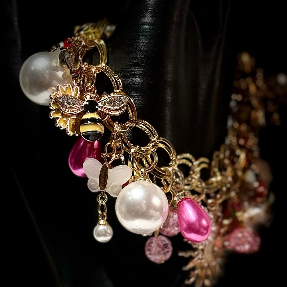 Gold and Pink Charm Bracelet - Picture 3 of 6